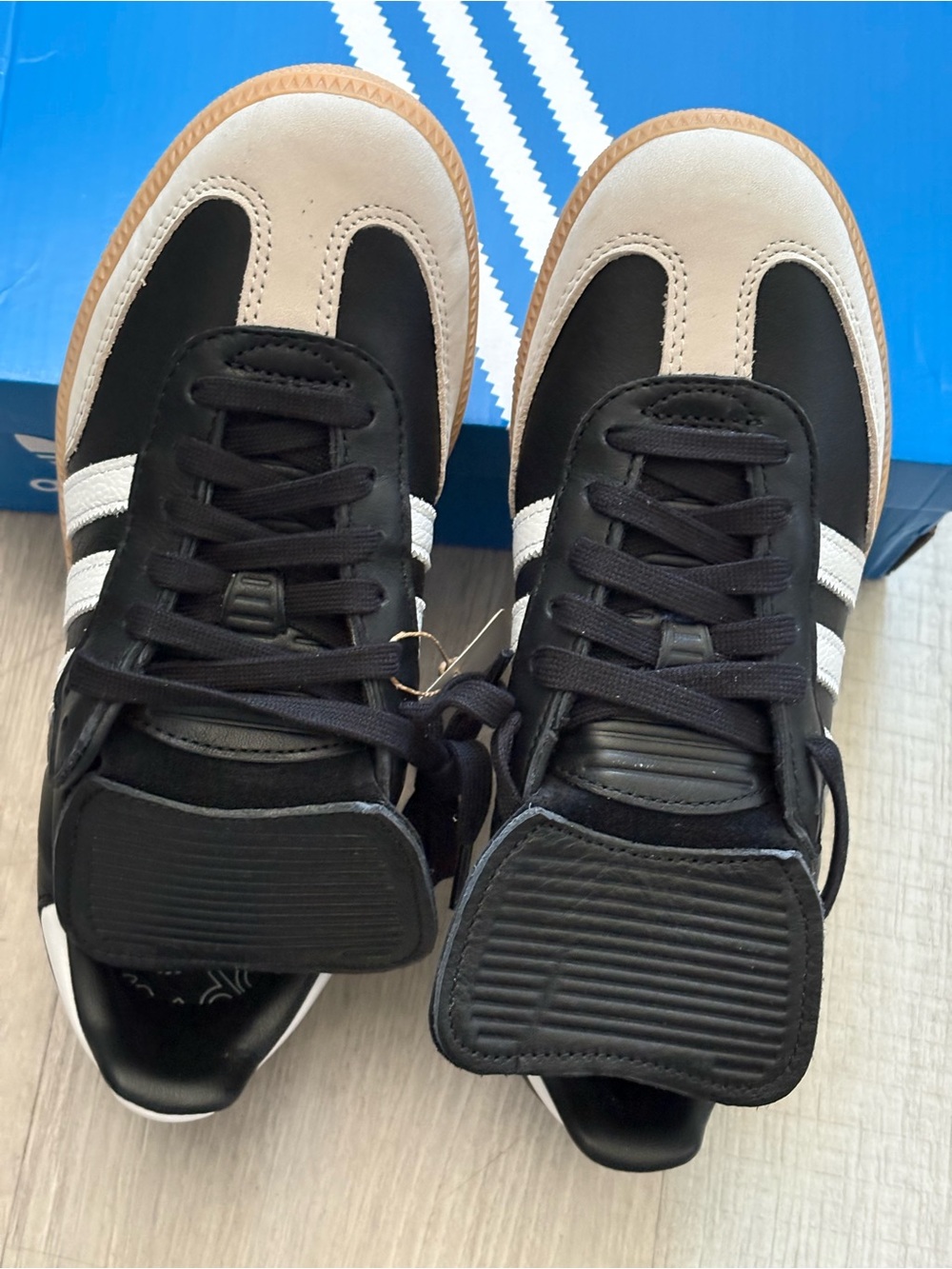 adidas Black, Beige & White Classic Low-Top Sneakers
